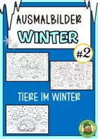 Vorschau - Unterrichtsreihen - Ausmalbilder Tiere im WINTER #2 (5 Vorlagen) - Deckblatt