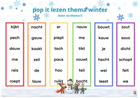 Voorbeeld - pop it lezen thema winter thema 5 (methode hup en aap) - Voorblad