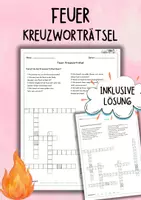 Vorschau - Arbeitsblätter - Feuer - Kreuzworträtsel - Arbeitsblatt - Deckblatt