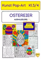 Vorschau - Arbeitsblätter - Ausmalbilder Ostereier Kunst Pop-Art Klasse 3/4 Frühling - Deckblatt