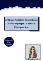 Vorschau - Arbeitsblätter - Auffälliges Verhalten dokumentieren – Beobachtungsbogen für Schule & Elterngespräche - Deckblatt