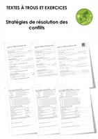 Aperçu - Feuilles d'exercices - Stratégies de résolution des conflits (textes à trous, exercices, vidéo explicative) - Page de couverture