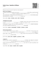 Aperçu - Feuilles d'exercices - Questions d’éthique (textes à trous, exercices, vidéo explicative) - Page 1