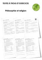 Aperçu - Feuilles d'exercices - Philosophie et religion (textes à trous, exercices, vidéo explicative) - Page de couverture