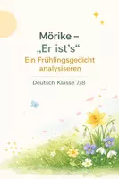 Vorschau - Arbeitsblätter - Ein Frühlingsgedicht analysieren (Deutsch 7-8) - Deckblatt