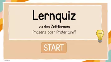 Vorschau - Präsentationen/Tafelbilder - Zeitformen Präsens Präteritum (regelmäßig) - Interaktives Quiz - Seite 1