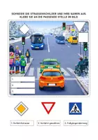 Vorschau - Arbeitsblätter - Vorfahrtstraße, Vorfahrt gewähren & Fußgängerüberweg – Zuordnungsaufgabe mit Lösung - Deckblatt
