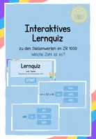 Vorschau - Präsentationen/Tafelbilder - Mathe Interaktives Lernquiz - Stellenwerte im ZR bis 1000 - Deckblatt