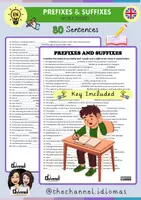 Vista previa - Hojas de trabajo - PREFIXES AND SUFFIXES – Worksheet (80 Sentences) - Portada