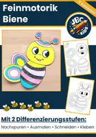 Vorschau - Arbeitsblätter - Feinmotorik Biene – Nachspuren, Ausmalen, Schneiden & Kleben | Differenzierte Bastelvorlage - Deckblatt