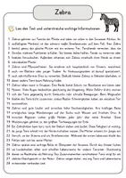Vorschau - Arbeitsblätter - Zebra Lesetext mit Fragen + Lösungen Leseverstehen Wortspeicher didaktische Reserve Lesen Leseverständnis - Seite 3