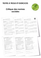 Aperçu - Feuilles d'exercices - Critique des normes sociales (textes à trous, exercices, vidéo explicative) - Page de couverture