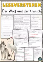 Vorschau - Arbeitsblätter - Fabel Der Wolf und der Kranich, Sachtext Lesen und Verstehen Arbeitsblätter mit Lesetext, Fragen, Lösungen - Deckblatt