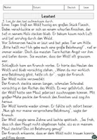 Vorschau - Arbeitsblätter - Fabel Der Wolf und der Kranich, Sachtext Lesen und Verstehen Arbeitsblätter mit Lesetext, Fragen, Lösungen - Seite 1