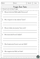 Vorschau - Arbeitsblätter - Fabel Der Wolf und der Kranich, Sachtext Lesen und Verstehen Arbeitsblätter mit Lesetext, Fragen, Lösungen - Seite 2