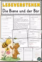 Vorschau - Arbeitsblätter - Fabel Die Biene und der Bär, Sachtext Lesen und Verstehen Arbeitsblätter mit Lesetext, Fragen, Lösungen - Deckblatt