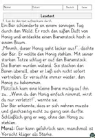 Vorschau - Arbeitsblätter - Fabel Die Biene und der Bär, Sachtext Lesen und Verstehen Arbeitsblätter mit Lesetext, Fragen, Lösungen - Seite 1