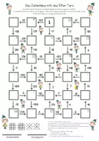 Vorschau - Arbeitsblätter - Labyrinth Natürliche Zahlen – Weihnachten im Elfenreich (Klasse 4/ 5) – Spiel & Knobeln | Mit Lösungen - Seite 1