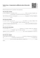Aperçu - Feuilles d'exercices - Comprendre les différents styles d'éducation (textes à trous, exercices, vidéo explicative) - Page 3