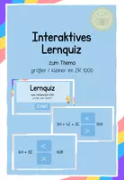Vorschau - Präsentationen/Tafelbilder - Mathe Interaktives Lernquiz größer/kleiner im ZR 1000 - Deckblatt