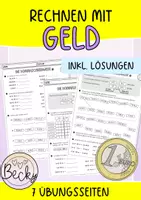 Vorschau - Arbeitsblätter - Rechnen mit Geld (7 Übungsseiten zu Grundlagen) - Deckblatt