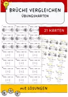 Vorschau - Aufgabenkarten - Brüche vergleichen - Freiarbeitsmaterial - Deckblatt