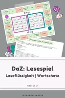 Vorschau - Stationenlernen - DaZ Lesespiel Klasse 2 | Wörter lesen, Artikel trainieren & Wortschatz festigen | Bingo - Deckblatt