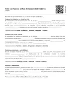 Vista previa - Hojas de trabajo - Crítica de la sociedad moderna (textos con espacios en blanco, ejercicios, vídeo explicativo) - página 1