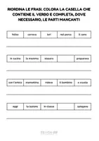 anteprima - Esercizi - Metti in ordine la frase e colora il verbo - Pagina 1