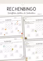 Vorschau - Arbeitsblätter - Rechenbingo schriftliche Addition und Subtraktion (Jahreszeitenversion Komplettpaket) - Deckblatt