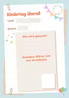 Vorschau - Arbeitsblätter - Steckbrief Kindertag überall - Deckblatt