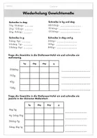 Vorschau - Arbeitsblätter - Gewichtsmaße - Deckblatt