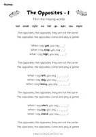 anteprima - Esercizi - The Opposites - A Rhyming Action Chant - Pagina 3