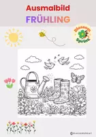 Vorschau - Mal- und Bastelvorlagen - Ausmalbild Frühling - Deckblatt