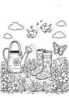 Vorschau - Mal- und Bastelvorlagen - Ausmalbild Frühling - Seite 1