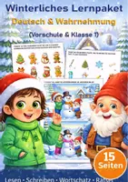Vorschau - Arbeitsblätter - Lernpaket Winter – Deutsch & Wahrnehmung für Vorschule & Klasse 1 - Deckblatt