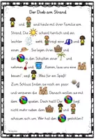 Vorschau - Arbeitsblätter - Am Strand - Lesetext und Quiz. Sommer - Seite 1