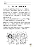 Vista previa - Hojas de trabajo - Comprensions lectores Dia de la Dona - página 1