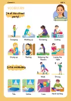 Vista previa - Unidades / Secuencias / Situaciones de Aprendizaje - 🧹Grammar 4 (Unit 4: I'm at the street party!) Vocabulary, Grammar, Speaking & Writing - página 1