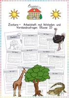 Vorschau - Arbeitsblätter - Zootiere / Zoo: Arbeitsheft mit Infotexten (Leseverständnis) - Sachunterricht / Deutsch - Kl. 2 - Deckblatt