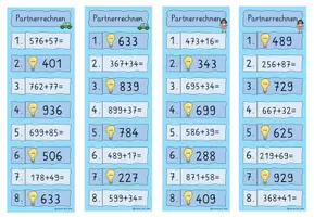 Vorschau - Arbeitsblätter - Partnerrechnen Zahlenraum bis 1.000 Mathe Klasse 3 (schwieriger) - Seite 2