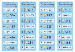 Vorschau - Arbeitsblätter - Partnerrechnen Zahlenraum bis 1.000 Mathe Klasse 3 (schwieriger) - Seite 3