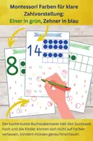 Vorschau - Arbeitsblätter - Zahlen lernen 1 bis 20 – Zehnerfeld mit Montessori Farben - Seite 2
