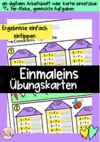 Vorschau - Aufgabenkarten - Einmaleins Kartei und interaktive PDF (7er-Reihe, gemischte Aufgaben) #homeschooling - Deckblatt