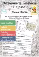 Vorschau - Arbeitsblätter - Bienen Klasse 3 – Bienenstaat, Nahrungsketten & Artenvielfalt | Differenzierte Sachtexte - Deckblatt