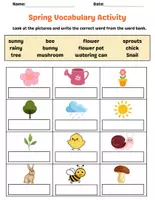 Aperçu - Feuilles d'exercices - Spring Vocabulary Worksheet | Look and Write - Page de couverture