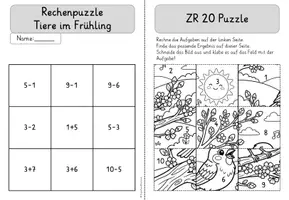Vorschau - Arbeitsblätter - Rechenpuzzle Tiere im Frühling 🐣🌷 | Addition & Subtraktion ZR 20 | Differenziert – Klasse 1–2 - Seite 2