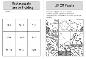 Vorschau - Arbeitsblätter - Rechenpuzzle Tiere im Frühling 🐣🌷 | Addition & Subtraktion ZR 20 | Differenziert – Klasse 1–2 - Seite 3