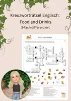 Vorschau - Arbeitsblätter - Kreuzworträtsel Englisch: Crossword Food and Drinks (3 Versionen) - Deckblatt