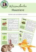 Vorschau - Stationenlernen - Wissenskartei Haustiere / Lesekartei / Sachunterricht - Deckblatt